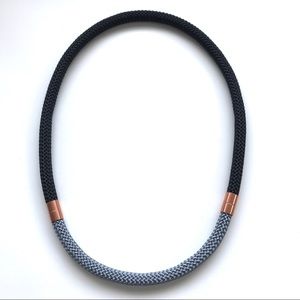 Black + grey statement necklace with copper pieces